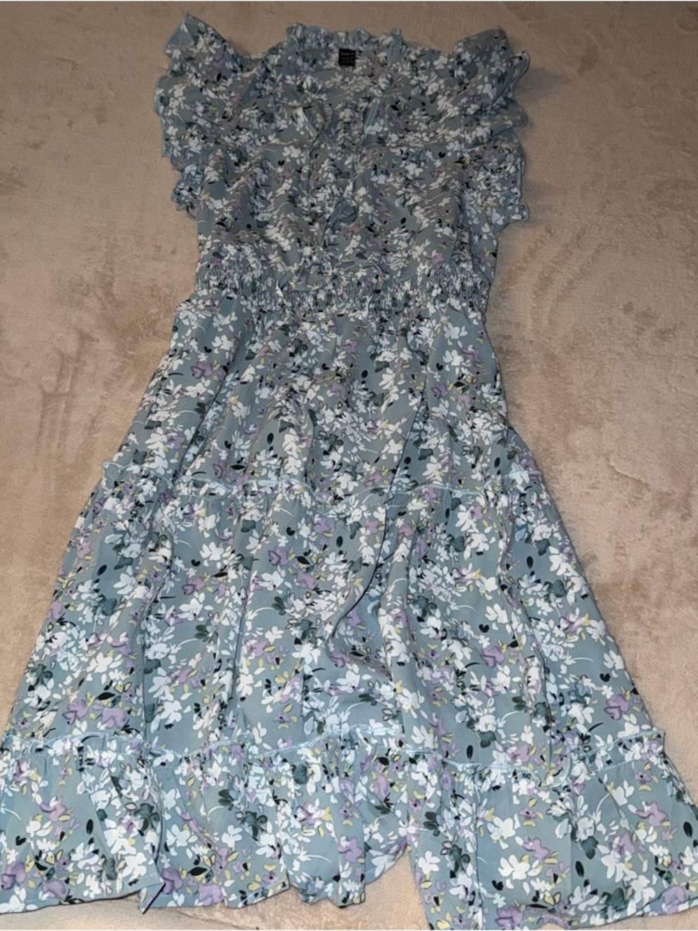 Floral Ruffle Midi Maternity Dress